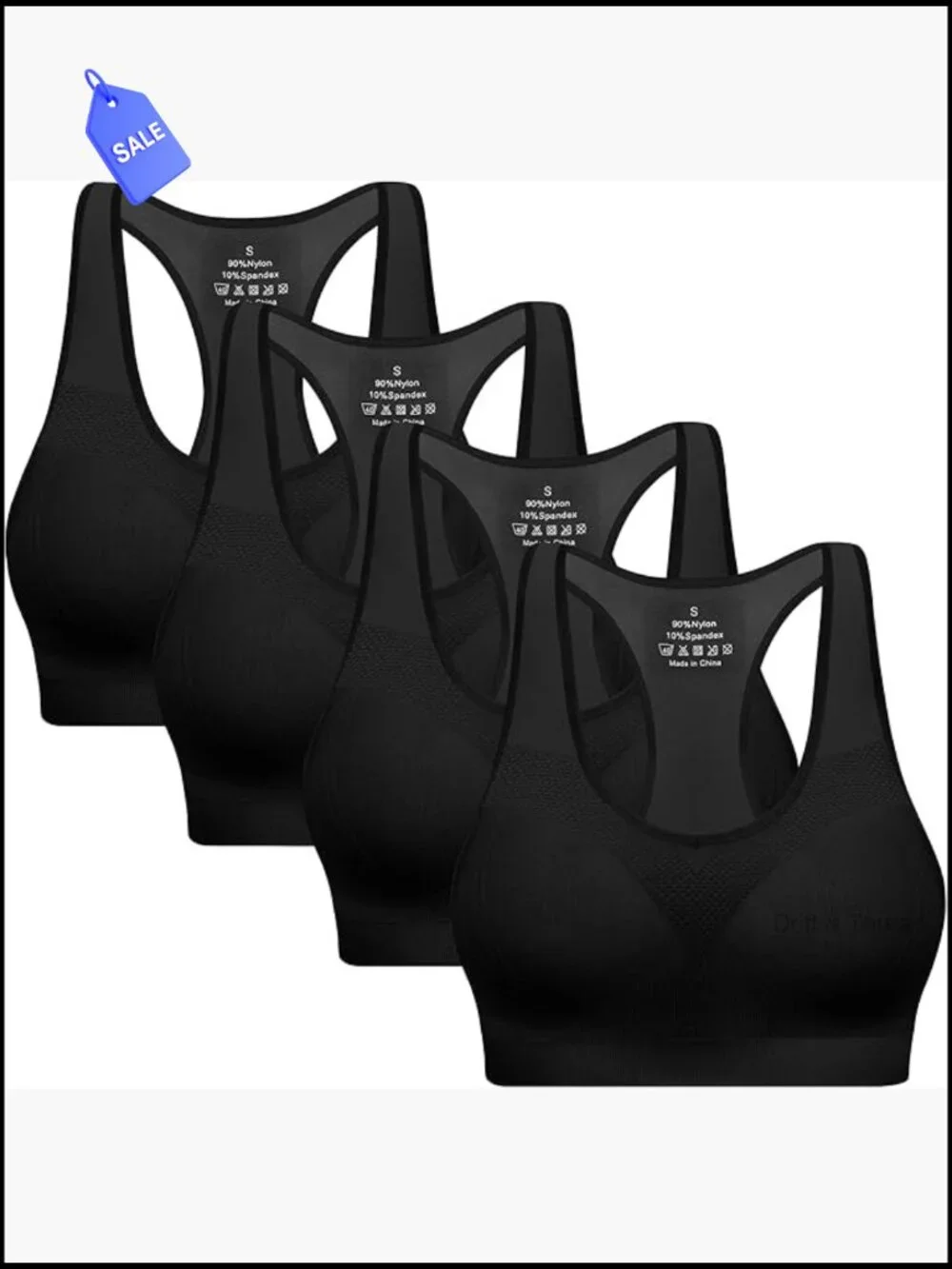 Racerback Sports Bra 4-Pack High Impact Workout Yoga Tank Top with Removable